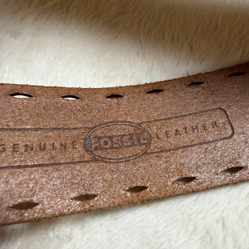 Fossil Leather Belt Womens Small Tan Brown Boho Sunflower Buckle BT2849 231 - Picture 7 of 8